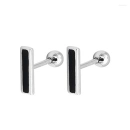 Stud Earrings S925 Sterling Silver Personality Screw Design One-word Earring Temperament Female Jewelry