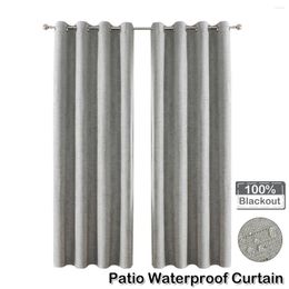 Curtain Home Patio Blackout Waterproof Cotton Linen Finished Drapes Outdoor Garden Thermal Insulated Window Treatment Decor
