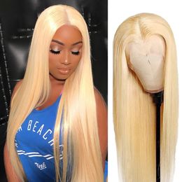 613 Lace Frontal Wig Bob Brazilian Straight Lace Front Human Hair Wigs For Women Transparent Honey Blonde Wig Coloured 30 Inch