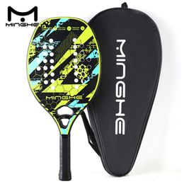 Tennis Rackets MINGHE carbon Fibre beach tennis racket EVA core matte strap protective bag cover brand 230608