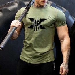 Men's T Shirts Tshirt For Men Bodybuilding Graphic Workout Fitness Clothing Short Sleeve Shirt Street Wear