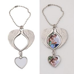 Keychains Wing Heart Sublimation Blank Pendants Blanks Products Zinc Alloy Heat Transfer Printable