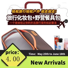 Storage Bags Outdoor Travel Cosmetic Bag Camping Accessory Picnic Barbecue Portable Plastic Cutlery Set With Napkin Buggy Draining Ba