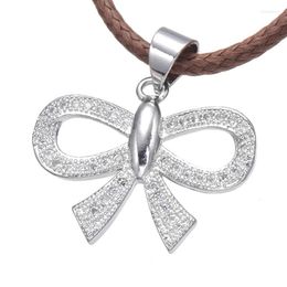 Charms Fashion Sliver Bow Tie Strass Rame Micro Pave CZ Ciondolo cuore per creazione di gioielli Accessori fai da te