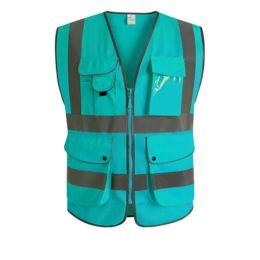 Quick Dry Blue Hi Visibility Designer Safety Reflective Vest PPE Breathable Work Wear
