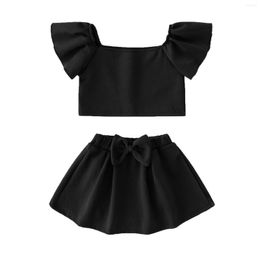 Girl Dresses Kids Toddler Baby Girls Spring Summer Solid Cotton Off Shoulder Top Bow Tie Twin Outfits Receiving Blanket