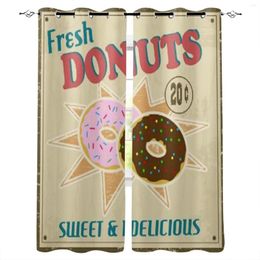 Curtain Donuts Vintage Grunge Poster Window Curtains Home Textile Living Room Kitchen Decoration Kids Bedroom