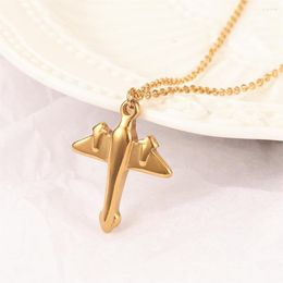 Pendant Necklaces Aeroplane Charm Necklace Minimalist Aircraft For Women Men Stainless Steel Jewellery Travel Lover Plane Choker