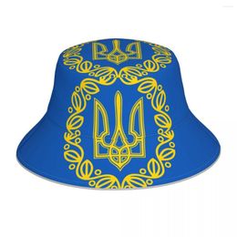 Berets Fisherman's Hat Unisex Fashion Flag Of The President Ukrain Bob Cap Windproof Outdoor Reflective Bucket