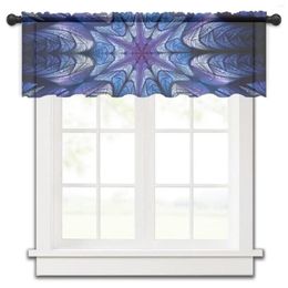 Curtain Fractal Art Gradient Rod Pocket Short Half-Curtain For Kitchen Door Drape Cafe Small Window Sheer Curtains