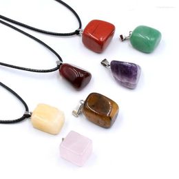 Pendant Necklaces Obsidian Tiger Eyes Quartz Natural Stone Tumbled Polishing Rock Yoga Energy Bead Necklace Chakra Healing