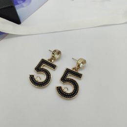 2023 Luxury quality Charm drop earring with black Colour number design in 18k gold plated have box stamp PS7068B