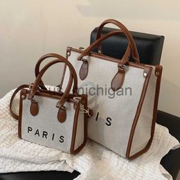 Evening Bags French Style Canvas Large Office Work Tote Handbags For Women 2023 Trend Luxury Designer Small Ladies Shoulder Crossbody Bags J230609