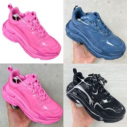 Size 35-46 Women retro Sneaker Glossy leather elegant sports shoes Men popular Designer shoe classic fashion Bicolor laces Top quality Brand designer Casual shoes