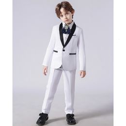 Suits Child Highend Wedding Male Flower Boy Suit 3Pcs 2023 Formal White Costume Kids Blazer Jacket Pants Vest Set 230608