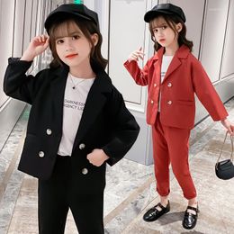 Clothing Sets Girls Set Solid Blazer & Pants Outfits For Baby Girl 6 8 12 Year Kids Clothes Spring Autumn School Children's Suit