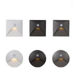 Wall Lamp Sensor Down Stair Light Sconce Round Square PIR Intelligent Corner Night Foyer Step Ladder Smart 3W LED Footlight IP65