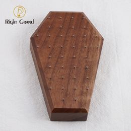 Jewellery Boxes Neo Gothic Coffin Black Walnut Solid Wood Display Stand for 16G 14G Piercing Modern Holder with 38 Posts 230609