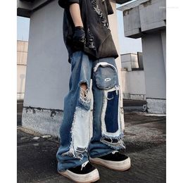 Men's Jeans Foufurieux Fashion Cargo Pants Men Korean Loose Wide Leg High Waist Vintage Harajuku Gothic Jean Trouses Denim