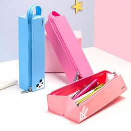 Solid Colour Pencil Case Kawaii Animals Large Capacity Pen Kokuyo School Supplies Trousse Scolaire Japanese Stationery