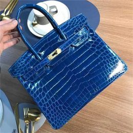 Designer Platinum Handbags Tote Leather Bag Nile Crocodile Skin Women's Pure Sewing Bk25 30h Handbag Can Be High-end Private Original Logo