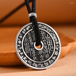 Pendant Necklaces Chinese Mountain Ghost Flower Money Bagua Peace Clasp Necklace For Men Women Link Chain Jewellery Neck 2023 Streetwear