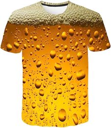 T-shirt da uomo con stampa 3D per uomo T-shirt da birra divertente grafica 3D stampata per uomo Ragazzi manica corta Moda Streetwear T-shirt con disegni