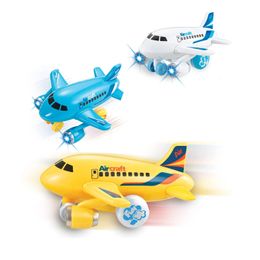 Kids Friction Airplane Toys Cute Airplanes with Flashing Lights Music Sound Push and Go Plane Gift Toys for Toddler Boys
