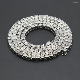 Chains 5mm Tennis Chain 1 Row Alloy Crystal Rhinestone Bling Iced Out Necklace Rock Rapper Hip Hop Jewelry AN014