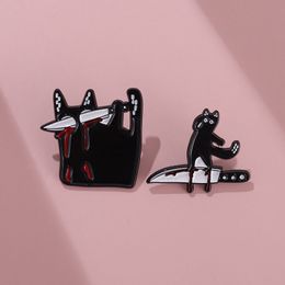 Brooches Pins for Women Black Colour Cat Skull Fashion Brooch Pins Clips for Dress Cloths Bags Decor Enamel Jewellery Badge Wholesale 2023 New