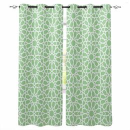 Curtain Abstract Pattern Fresh Green Curtains For Bedroom Living Room Children's Kitchen With Valance