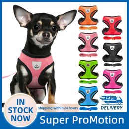 Dog Collars Leashes Harness Walking Lead Leash For Small Dogs Collar Polyester Adjustable Mesh Puppy Cat Vest Medium Pet Accessories Z0609