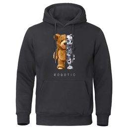 Women's Hoodies Sweatshirts Funny Teddy Bear Robot Hoodie Robotic Bear Clothing Casual Hooded Men Fashion Sweatshirts Fleece Oversized Loose Streetwear 230608