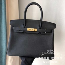 Tote Leather Bag Designer Handbag Platinum Director's All Manual Wax Thread Sewing Togo Cowhide Bk25 Elephant Grey Gold and Silver Clasp