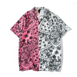 Men's Casual Shirts Bandana Patchwork Button Down Vintage Mens Summer Holiday Beach Paisley Hawaiian