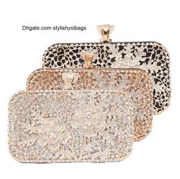 Shoulder Bags Luxury Women's Floral Tassel Dinner Bag with Diamond Party Evening Bag Shining bag