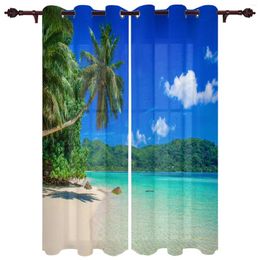 Curtain Beach Coconut Tree Sea Scenery Window Curtains For Living Room Bedroom Kitchen Modern Treatment