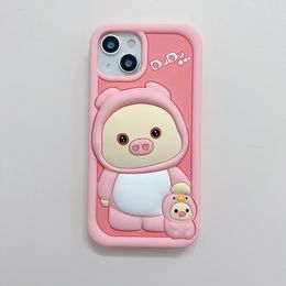 free DHL wholesale 3d Cartoon funny Pig pigs soft Case For iphone 14 Plus 13 12 Pro Max Girl Cute Soft silicone phone back cover