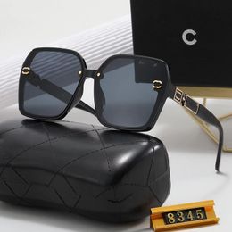 Luxury designer channel sunglasses fine leg side print box sunglasses anti-UV Polarised travel fashion beach sunglasses taking pictures