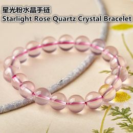 Strand Natural Starlight Rose Quartz Crystal Bracelet Female Round Beads Transparent