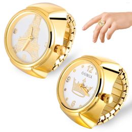 Pocket Watches 2 Pcs Men Women Finger Fashion Watch Rings Round Dial Quartz Ring