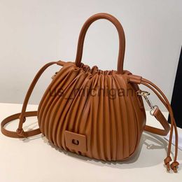 Evening Bags Women's Small PU Leather Tophandle Bags Solid Colour String Pleated Cute Crossbody Shoulder Bag Ladies Luxury Handbags 2023 Hot J230609