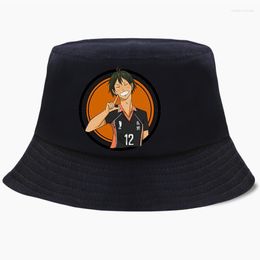 Berets Take The L Yamaguchi Haikyuu Bucket Hat Volleyball Club Summer High School Fisherman Panama Bob Hats Caps Hip Hop Beach Cap