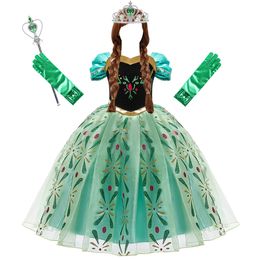 Girls Dresses Anna Children Princess Dress Girl Cosplay Costume Kids Summer Clothes Halloween Birthday Carnival Robe Party Disguise 230608