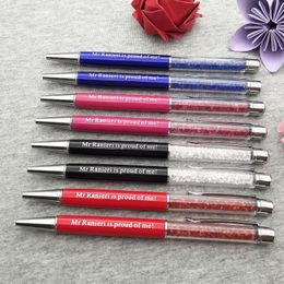 Personalized Logo Pen Diamond With Crystal Custom Printed Wedding Date For Gifts Guests Souvenirs