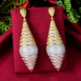 Dangle Earrings Soramoore Vintage Royal Pattern For Women Wedding Cubic Zirconia CZ Crystal Sparkling Naija Dance Party Earring