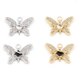 Charms 1PC Copper Micro Pave Multicolor Butterfly Animal Clear Cubic Zirconia Pendant DIY Necklace Jewelry Gifts 21.5mm X 16.5mm