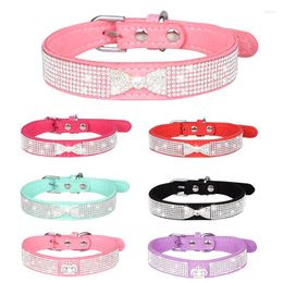 Dog Collars Shiny Rhinestone Pet Collar Bowknot Cat Crown Leash Personalised Perro