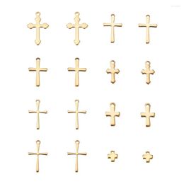 Charms 1Box Stainless Steel Golden Tiny Slide Cross Easter Pendant For DIY Bracelet Necklace Earrings Making Jewelry Findings
