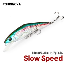 Baits Lures TSURINOYA 85S Slow Speed Minnow 85mm 14.7g DW99 Sinking Fishing Lure Trout Artificial Hard Bait Stream Perch Jerkbait Wobbler 230608